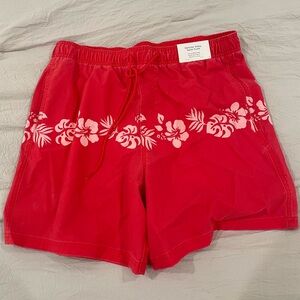 Hollister Red Floral Men's Swim Shorts